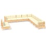 Muebles de jardín 11 pzas y cojines madera maciza de pino crema de , Conjuntos de jardín - Ref: Foro24-3096851, Precio: 908,8...