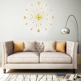 Reloj de pared de metal dorado 70 cm de vidaXL, Relojes de pared - Ref: Foro24-283857, Precio: 71,21 €, Descuento: %