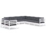 Muebles de jardín 9 pzas y cojines blanco madera maciza de pino de , Conjuntos de jardín - Ref: Foro24-3096900, Precio: 845,3...
