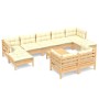 Muebles de jardín 10 pzas y cojines madera maciza de pino crema de , Conjuntos de jardín - Ref: Foro24-3097133, Precio: 884,0...