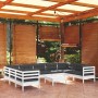 Muebles de jardín 10 pzas con cojines blanco madera de pino de , Conjuntos de jardín - Ref: Foro24-3097326, Precio: 893,71 €,...