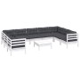 Muebles de jardín 10 pzas con cojines blanco madera de pino de , Conjuntos de jardín - Ref: Foro24-3097326, Precio: 893,71 €,...