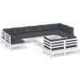 Muebles de jardín 10 pzas con cojines blanco madera maciza pino de , Conjuntos de jardín - Ref: Foro24-3097254, Precio: 893,7...
