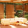 Muebles de jardín 8 piezas cojines madera de pino color crema de , Conjuntos de jardín - Ref: Foro24-3097313, Precio: 726,45 ...