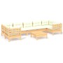 Muebles de jardín 8 piezas cojines madera de pino color crema de , Conjuntos de jardín - Ref: Foro24-3097313, Precio: 726,45 ...