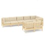 Muebles de jardín 8 pzas y cojines madera maciza de pino crema de , Conjuntos de jardín - Ref: Foro24-3096502, Precio: 748,34...