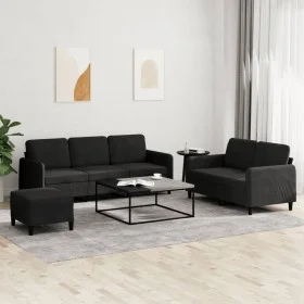 Juego de sofás 3 piezas terciopelo negro de , Sofás - Ref: Foro24-3202029, Precio: 522,88 €, Descuento: %