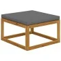 Reposapiés madera maciza de acacia con cojín gris oscuro de , Sofás modulares de exterior - Ref: Foro24-318557, Precio: 90,83...