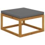 Reposapiés madera maciza de acacia con cojín gris oscuro de , Sofás modulares de exterior - Ref: Foro24-318557, Precio: 92,21...
