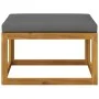 Reposapiés madera maciza de acacia con cojín gris oscuro de , Sofás modulares de exterior - Ref: Foro24-318557, Precio: 90,83...