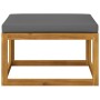 Reposapiés madera maciza de acacia con cojín gris oscuro de , Sofás modulares de exterior - Ref: Foro24-318557, Precio: 92,21...