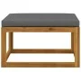 Reposapiés madera maciza de acacia con cojín gris oscuro de , Sofás modulares de exterior - Ref: Foro24-318557, Precio: 90,83...