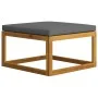 Reposapiés madera maciza de acacia con cojín gris oscuro de , Sofás modulares de exterior - Ref: Foro24-318557, Precio: 90,83...