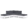 Muebles de jardín 5 pzas con cojines blanco madera de pino de , Conjuntos de jardín - Ref: Foro24-3096311, Precio: 412,11 €, ...