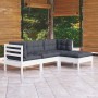 Muebles de jardín 4 pzas con cojines blanco madera de pino de , Conjuntos de jardín - Ref: Foro24-3096347, Precio: 363,46 €, ...
