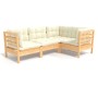 Muebles de jardín 4 piezas con cojines madera de pino crema de , Conjuntos de jardín - Ref: Foro24-3096370, Precio: 387,56 €,...