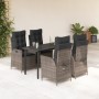 Set comedor de jardín 5 piezas con cojines ratán sintético gris en Conjuntos de jardín | Comprar online en Foru.es