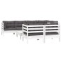 Muebles de jardín 8 pzas con cojines blanco madera maciza pino de , Conjuntos de jardín - Ref: Foro24-3096497, Precio: 750,76...