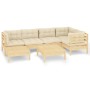 Muebles de jardín 7 pzas y cojines madera maciza de pino crema de , Conjuntos de jardín - Ref: Foro24-3096544, Precio: 595,79...