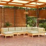 Muebles de jardín 9 pzas y cojines madera maciza de pino crema de , Conjuntos de jardín - Ref: Foro24-3096707, Precio: 794,10...