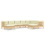 Muebles de jardín 9 pzas y cojines madera maciza de pino crema de , Conjuntos de jardín - Ref: Foro24-3096707, Precio: 794,10...