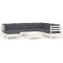 Muebles de jardín 8 pzas y cojines blanco madera maciza de pino de , Conjuntos de jardín - Ref: Foro24-3096654, Precio: 737,9...