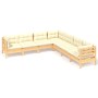 Muebles de jardín 7 pzas y cojines madera maciza de pino crema de , Conjuntos de jardín - Ref: Foro24-3096791, Precio: 580,58...