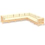 Muebles de jardín 8 pzas y cojines madera maciza de pino crema de , Conjuntos de jardín - Ref: Foro24-3096803, Precio: 729,00...