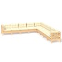 Muebles de jardín 9 pzas y cojines madera maciza de pino crema de , Conjuntos de jardín - Ref: Foro24-3096815, Precio: 770,29...