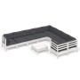 Muebles de jardín 10 pzas con cojines blanco madera de pino de , Conjuntos de jardín - Ref: Foro24-3096990, Precio: 893,71 €,...