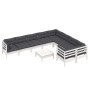 Muebles de jardín 10 pzas con cojines blanco madera de pino de , Conjuntos de jardín - Ref: Foro24-3096990, Precio: 893,71 €,...