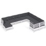 Muebles de jardín 10 pzas con cojines blanco madera de pino de , Conjuntos de jardín - Ref: Foro24-3097032, Precio: 893,71 €,...