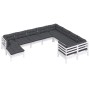 Muebles de jardín 10 pzas con cojines blanco madera de pino de , Conjuntos de jardín - Ref: Foro24-3097032, Precio: 893,71 €,...