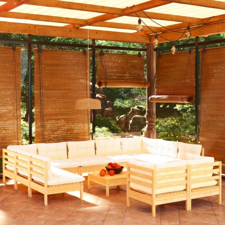 Muebles de jardín 12 piezas cojines madera maciza de pino de , Conjuntos de jardín - Ref: Foro24-3097265, Precio: 996,27 €, D...