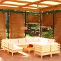 Muebles de jardín 12 piezas cojines madera maciza de pino de , Conjuntos de jardín - Ref: Foro24-3097265, Precio: 996,27 €, D...