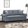 Sofá de 2 plazas con cojines terciopelo gris oscuro 140 cm de , Sofás - Ref: Foro24-3200946, Precio: 239,35 €, Descuento: %