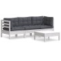 Muebles de jardín 4 pzas con cojines madera pino gris antracita de , Conjuntos de jardín - Ref: Foro24-3096107, Precio: 363,4...