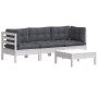 Muebles de jardín 4 pzas con cojines madera pino gris antracita de , Conjuntos de jardín - Ref: Foro24-3096107, Precio: 363,4...