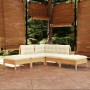 Muebles de jardín 5 piezas cojines madera de pino crema de , Conjuntos de jardín - Ref: Foro24-3096310, Precio: 387,64 €, Des...