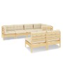Muebles de jardín 7 pzas y cojines madera maciza de pino crema de , Conjuntos de jardín - Ref: Foro24-3096442, Precio: 580,58...