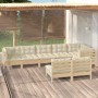 Muebles de jardín 8 pzas y cojines madera maciza de pino crema de , Conjuntos de jardín - Ref: Foro24-3096454, Precio: 729,00...