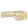 Muebles de jardín 8 pzas y cojines madera maciza de pino crema de , Conjuntos de jardín - Ref: Foro24-3096454, Precio: 729,00...