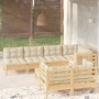 Muebles de jardín 8 pzas y cojines madera maciza de pino crema de , Conjuntos de jardín - Ref: Foro24-3096496, Precio: 726,45...