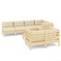 Muebles de jardín 8 pzas y cojines madera maciza de pino crema de , Conjuntos de jardín - Ref: Foro24-3096496, Precio: 726,45...