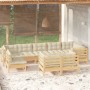 Muebles de jardín 9 pzas y cojines madera maciza de pino crema de , Conjuntos de jardín - Ref: Foro24-3096526, Precio: 789,02...