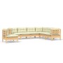 Muebles de jardín 7 pzas y cojines madera maciza de pino crema de , Conjuntos de jardín - Ref: Foro24-3096719, Precio: 580,58...