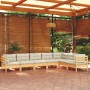 Muebles de jardín 7 pzas y cojines madera maciza de pino crema de , Conjuntos de jardín - Ref: Foro24-3096695, Precio: 580,58...