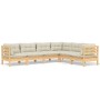 Muebles de jardín 6 pzas y cojines madera maciza de pino crema de , Conjuntos de jardín - Ref: Foro24-3096683, Precio: 539,31...