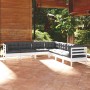 Muebles de jardín 7 pzas y cojines blanco madera maciza de pino de , Conjuntos de jardín - Ref: Foro24-3096792, Precio: 615,6...