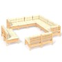 Muebles de jardín 11 pzas y cojines madera maciza de pino crema de , Conjuntos de jardín - Ref: Foro24-3096863, Precio: 908,8...
